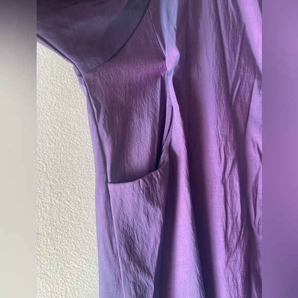 VTG Maralyce Ferree Purple Iridescent Hooded Maxi Windbreaker Coat M/L (XL) - Picture 3 of 13